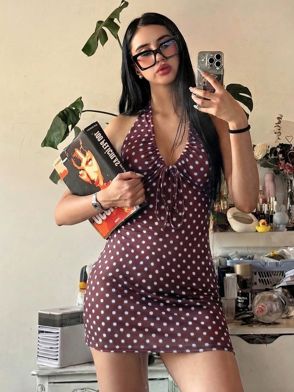 ZARA Summer Polka Dot Print Cinched Waist A Line Sexy Mini Slip Dress